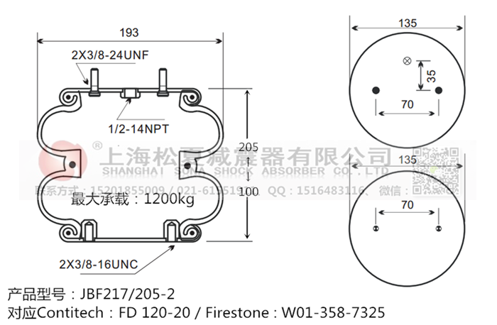 JBF217/205-2橡膠<a href='http://zj17tou.cn/' target='_blank'><u>空氣彈簧</u></a>