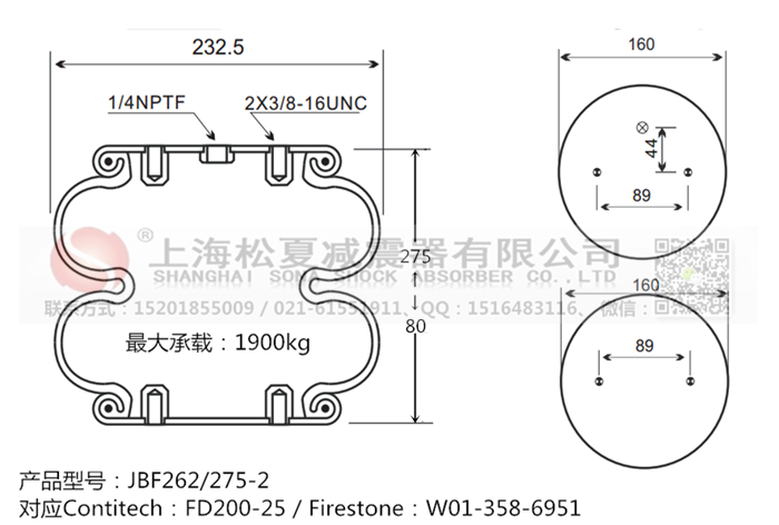 JBF262/275-2橡膠<a href='http://zj17tou.cn/' target='_blank'><u>空氣彈簧</u></a>